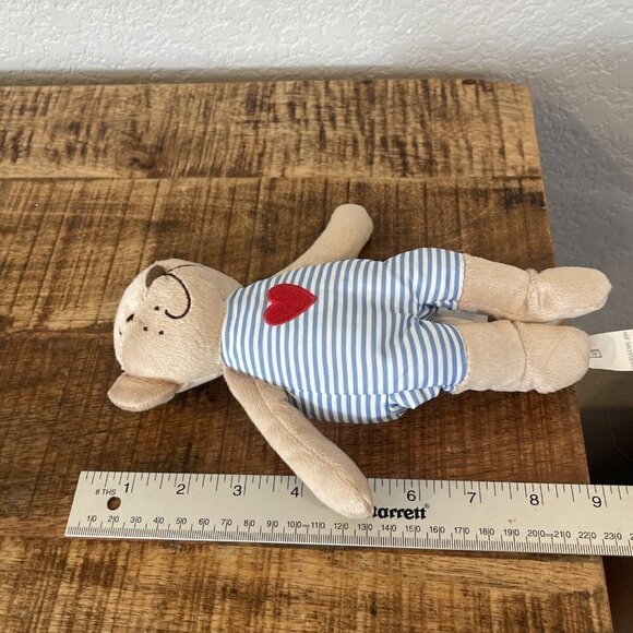 Ikea Fabler Bjorn Baby Teddy Bear Plush Stuffed Animal Blue Striped Red Heart 9" - Picture 6 of 7